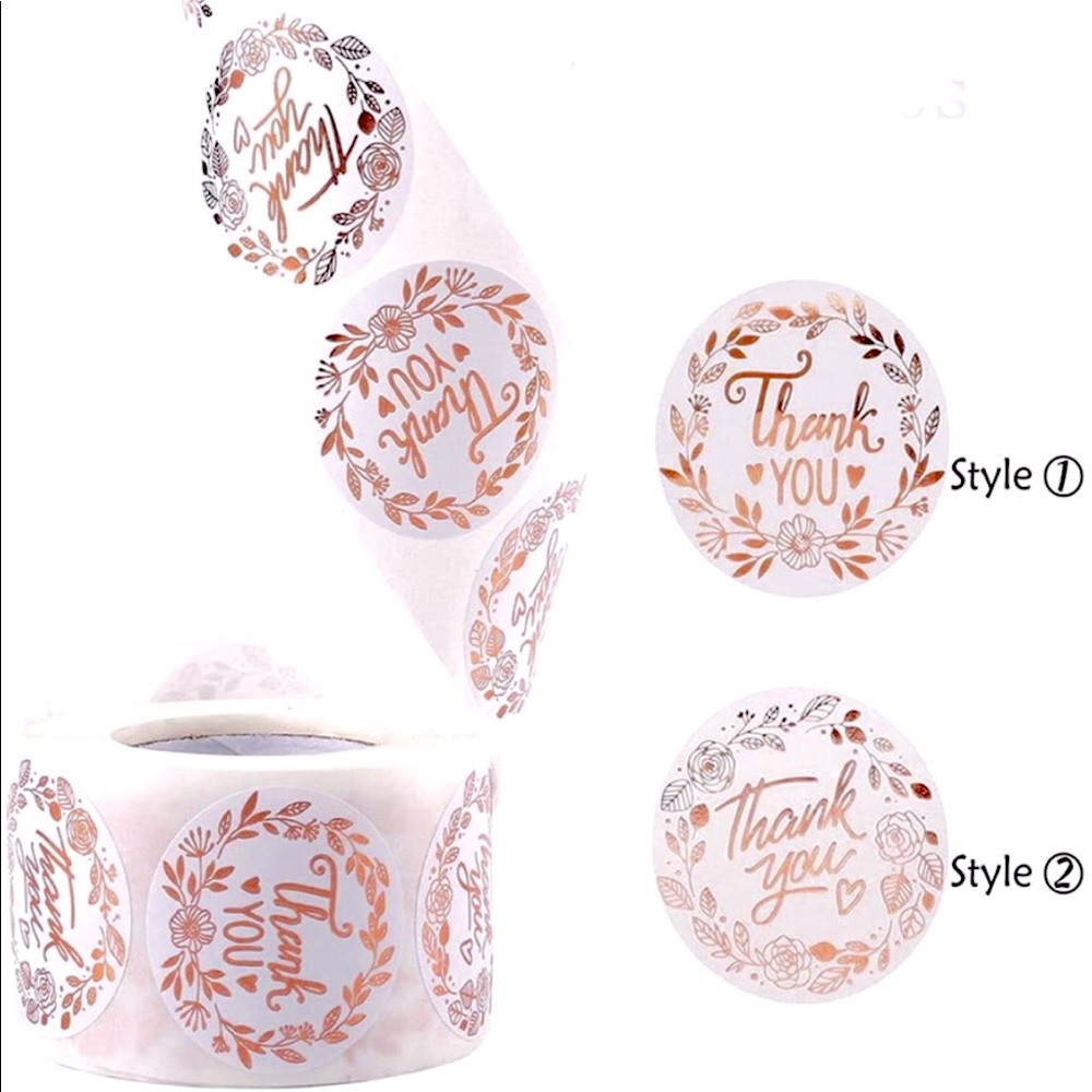 NEW Poshmark Packages "Thank You!" Shipping Supplies ~ 125Pc Rose Gold Stickers - Picture 1 of 6
